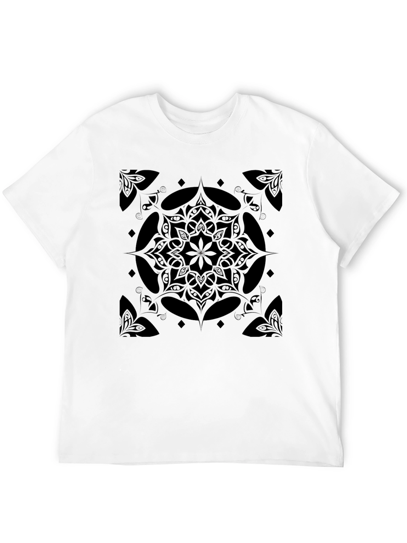 Black Mandala Graphic Print Crew Neck T-Shirt