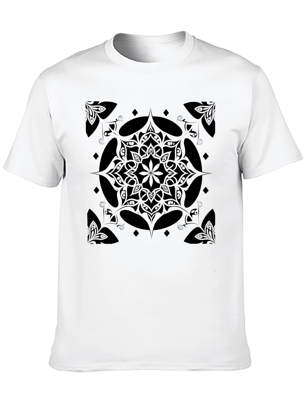Black Mandala Graphic Print Crew Neck T-Shirt