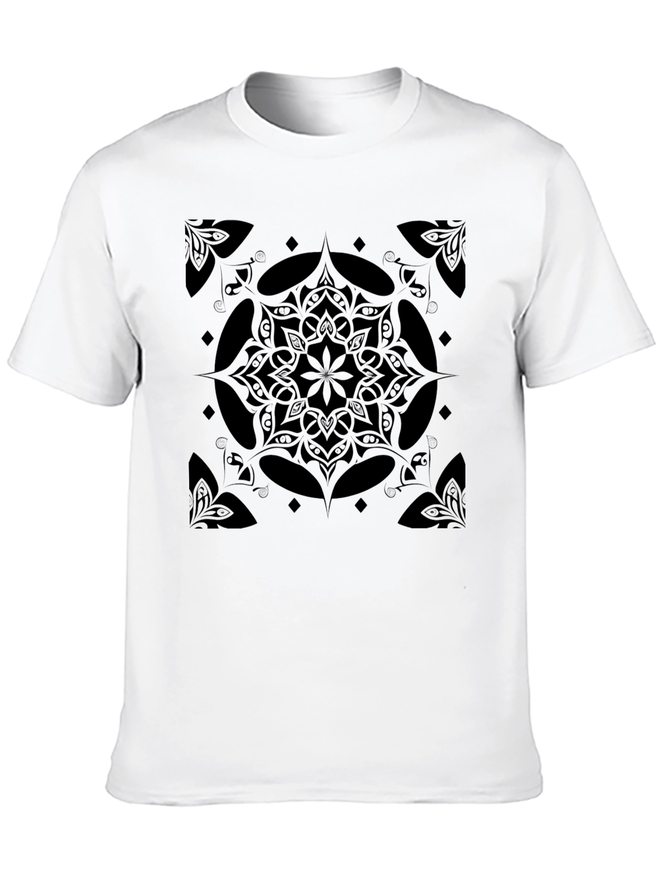 Black Mandala Graphic Print Crew Neck T-Shirt