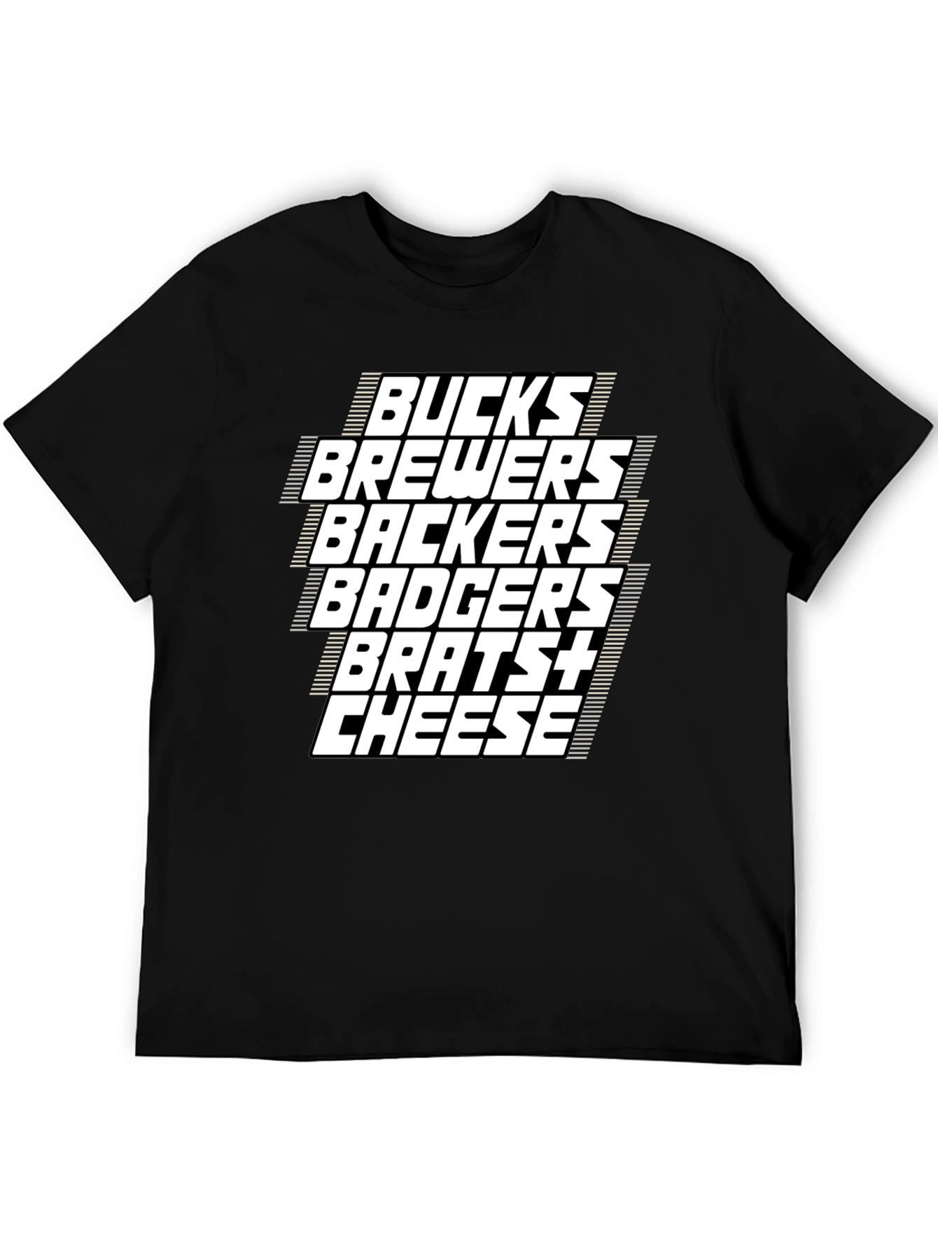 Wisconsin Sports Fan T-Shirt - Bucks Brewers Badgers Brats Cheese