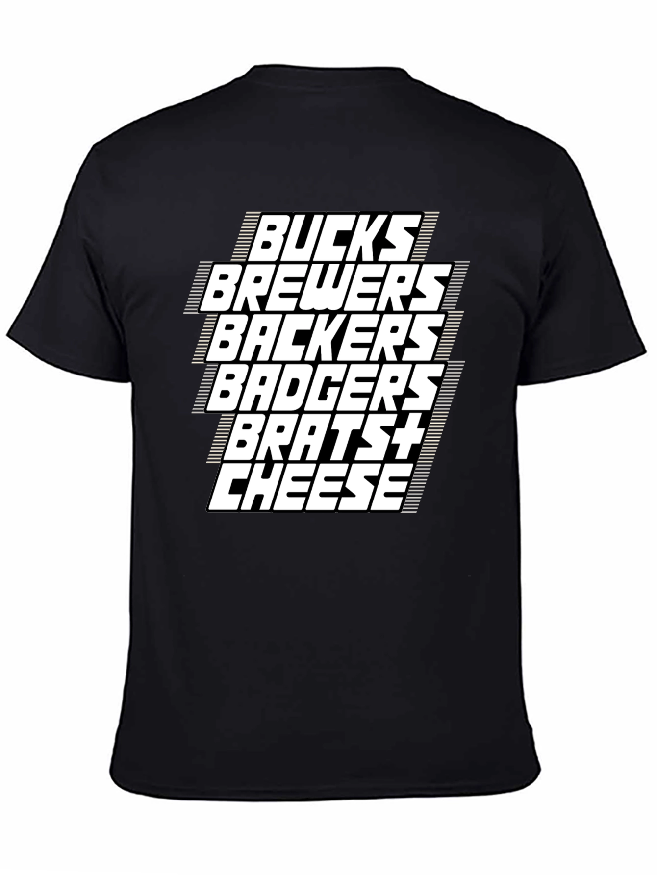 Wisconsin Sports Fan T-Shirt - Bucks Brewers Badgers Brats Cheese