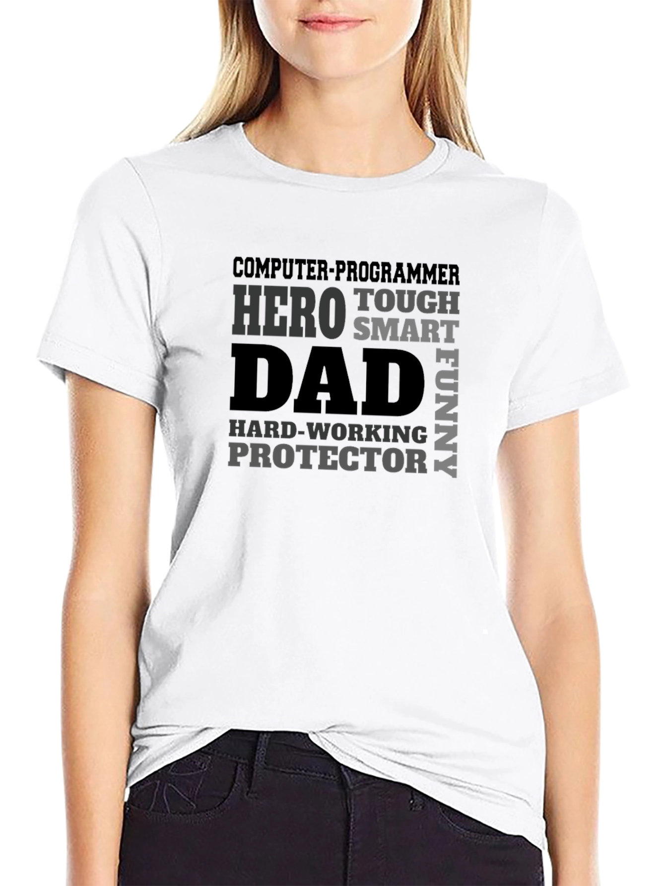 Dad Hero Programmer Black Graphic T-Shirt