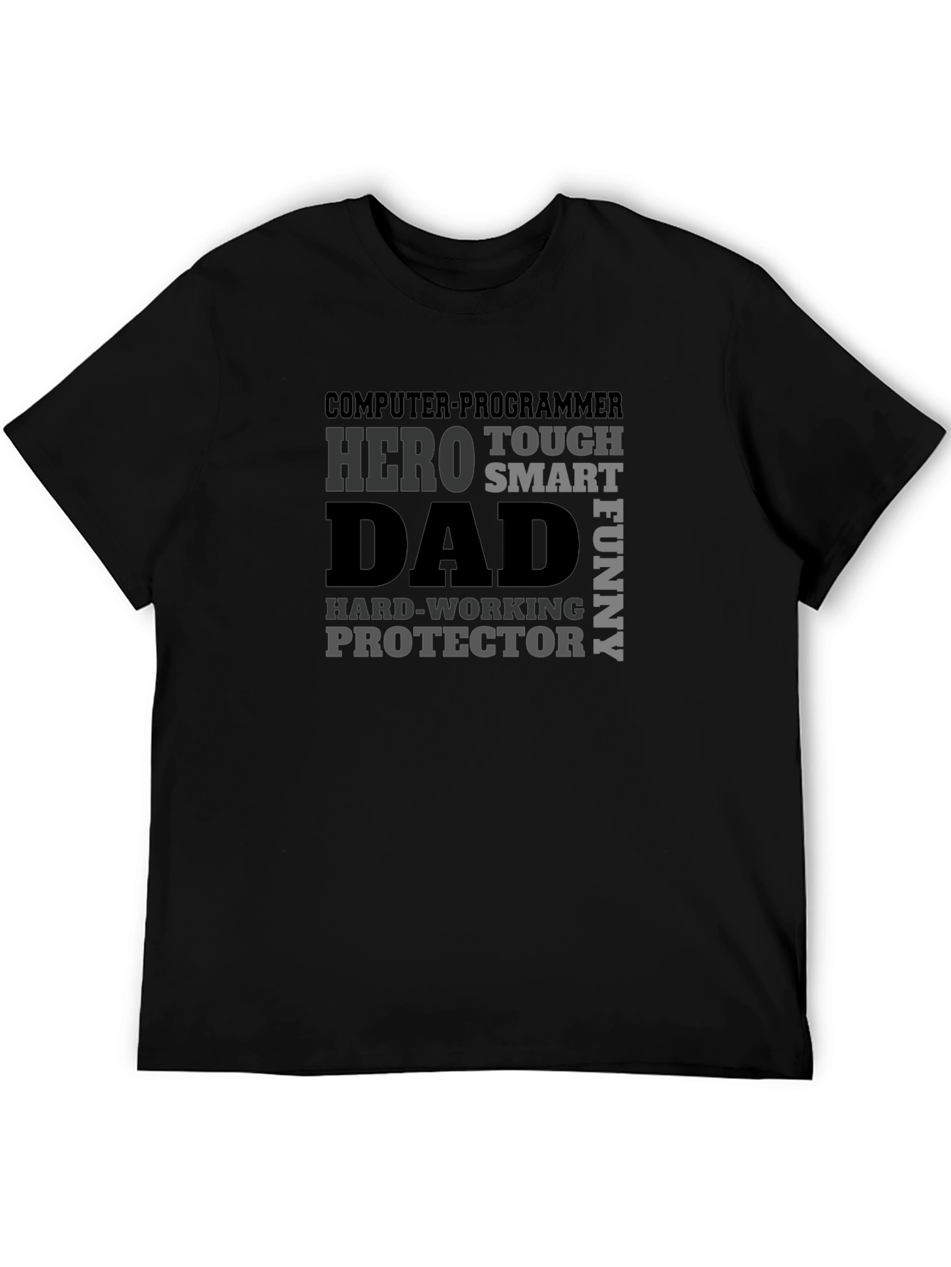Dad Hero Programmer Black Graphic T-Shirt