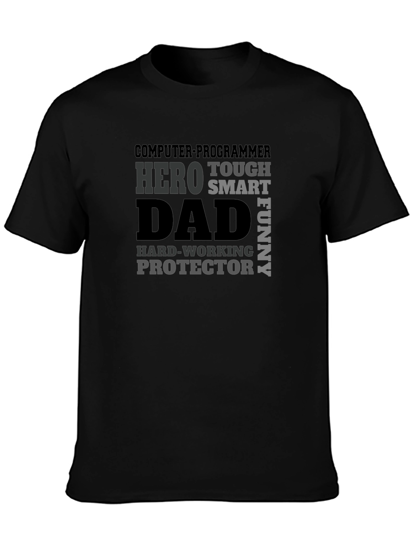 Dad Hero Programmer Black Graphic T-Shirt