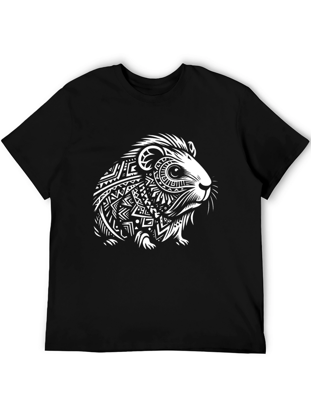 Guinea Pig Tribal Art Print Black T-Shirt