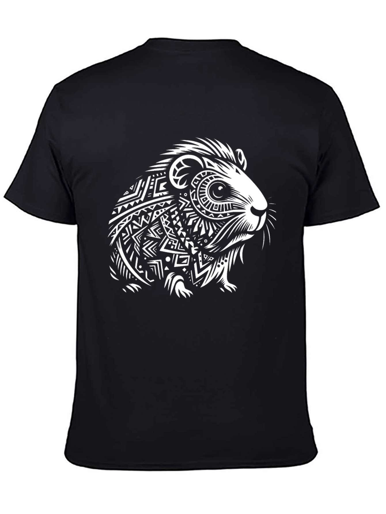 Guinea Pig Tribal Art Print Black T-Shirt