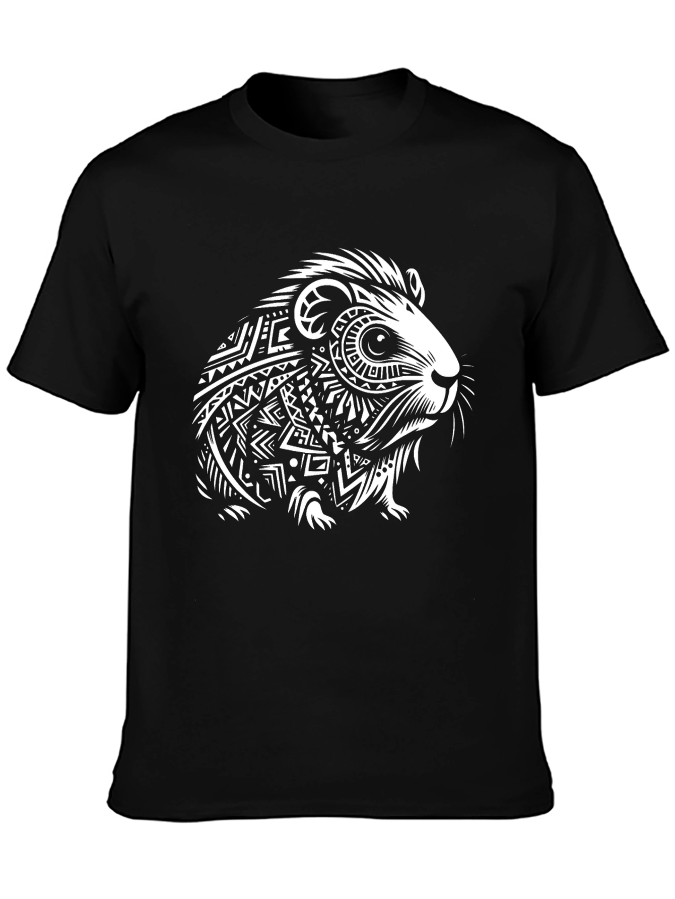 Guinea Pig Tribal Art Print Black T-Shirt
