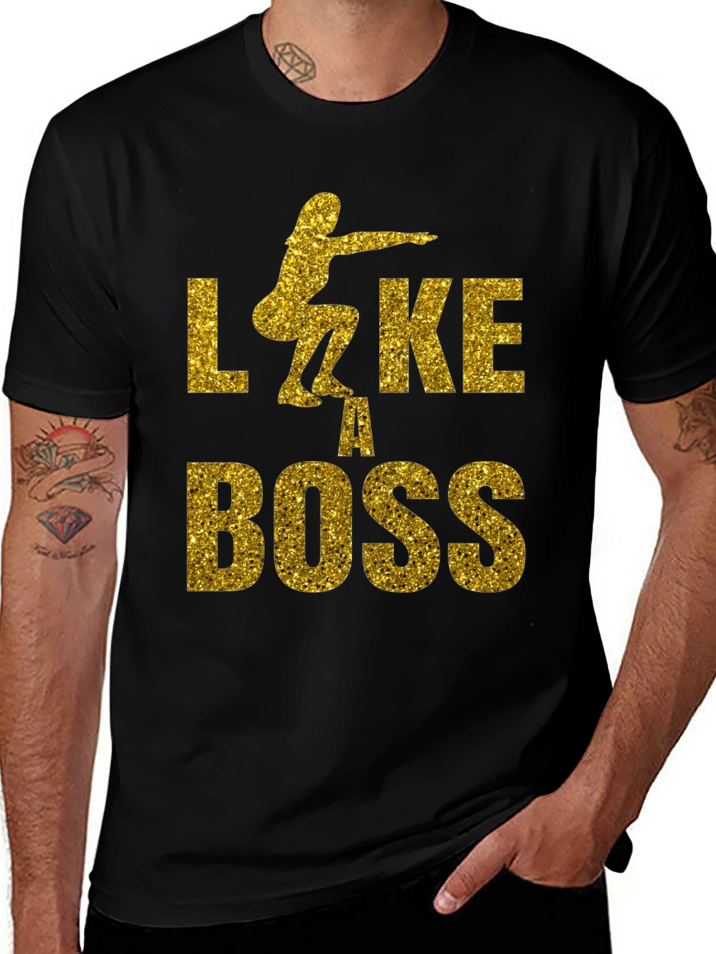 Squat Like A Boss Gold Glitter Graphic Tee