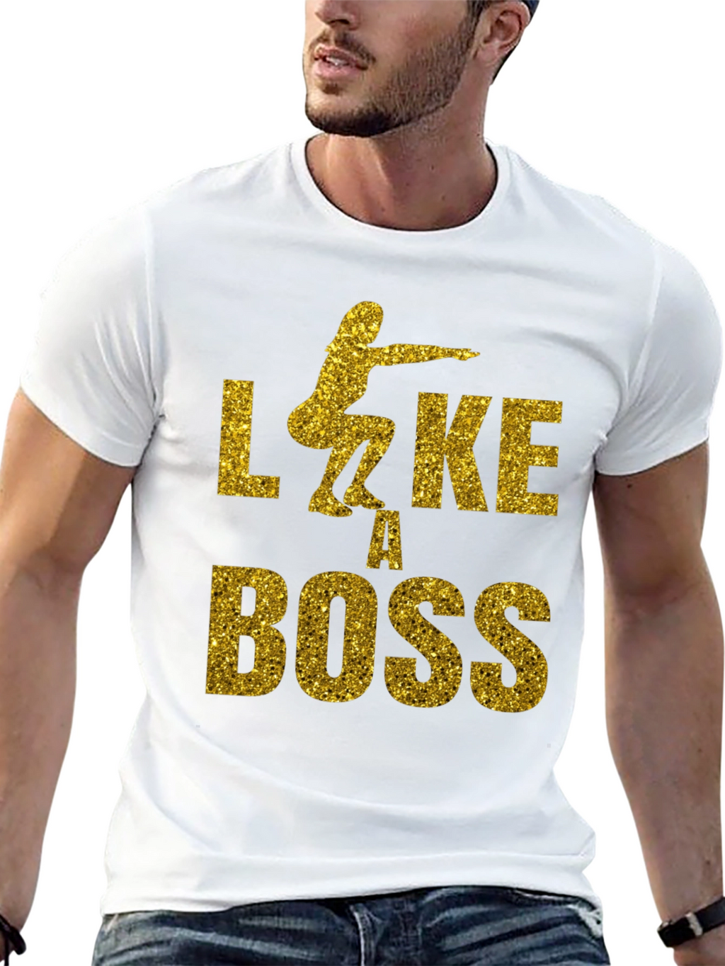 Squat Like A Boss Gold Glitter Graphic Tee
