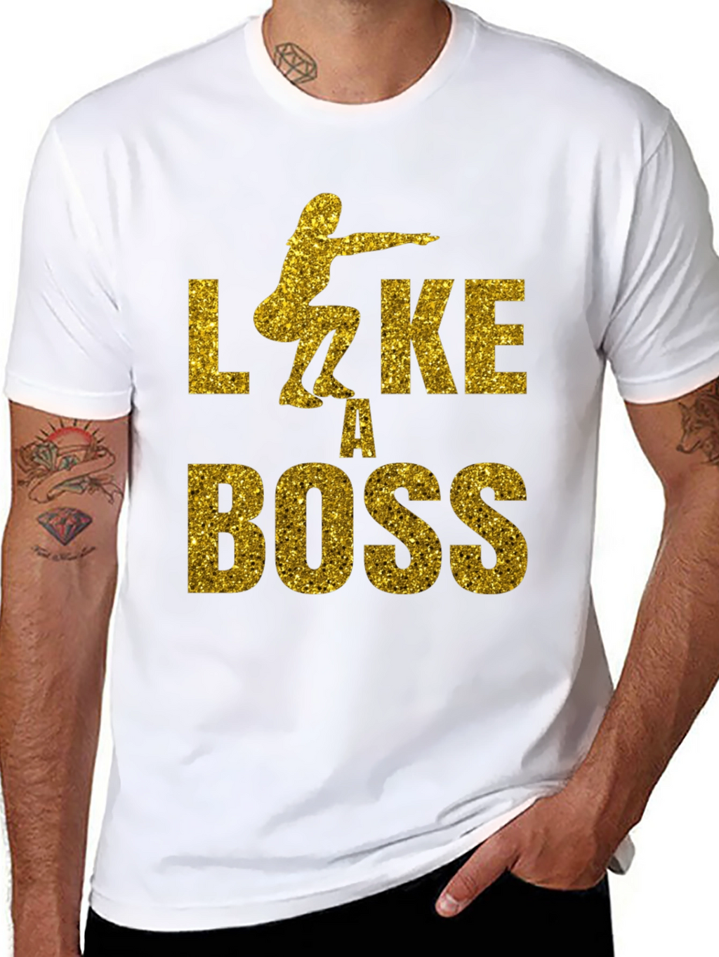 Squat Like A Boss Gold Glitter Graphic Tee