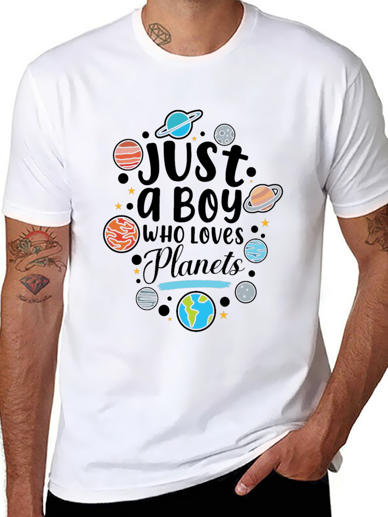 Just a Boy Who Loves Planets Graphic T-Shirt