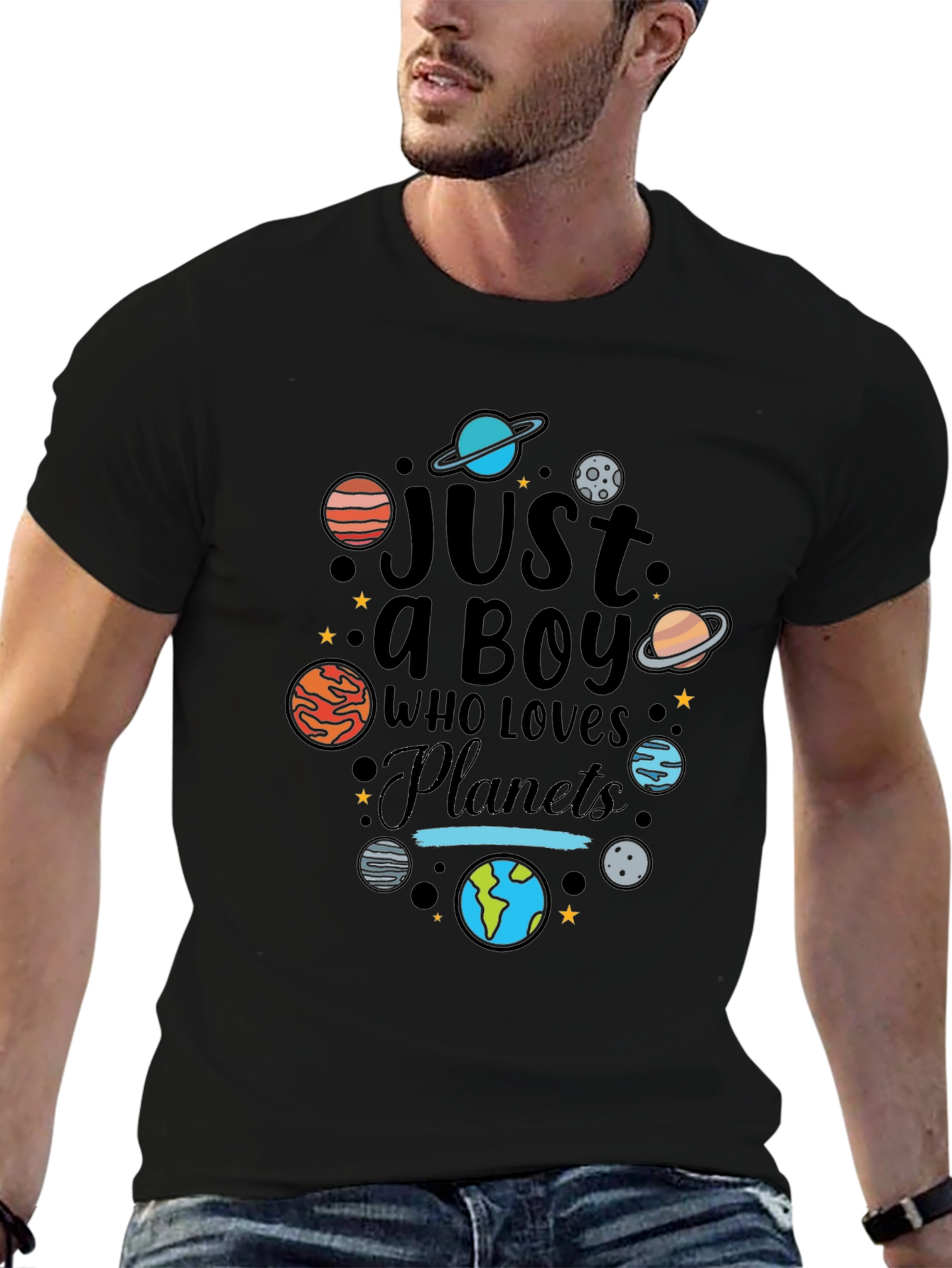 Just a Boy Who Loves Planets Graphic T-Shirt