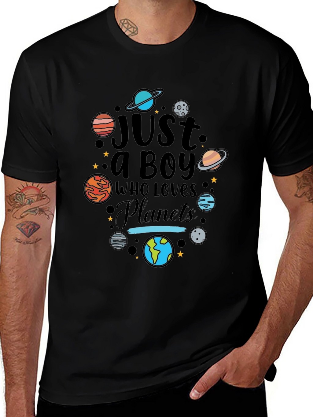 Just a Boy Who Loves Planets Graphic T-Shirt