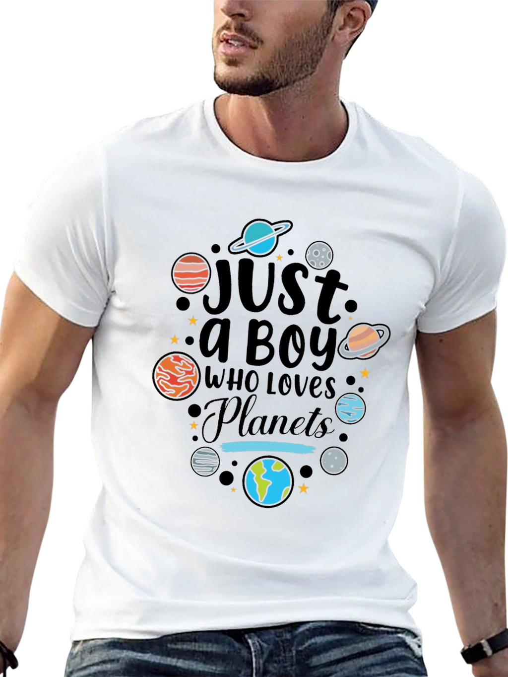 Just a Boy Who Loves Planets Graphic T-Shirt