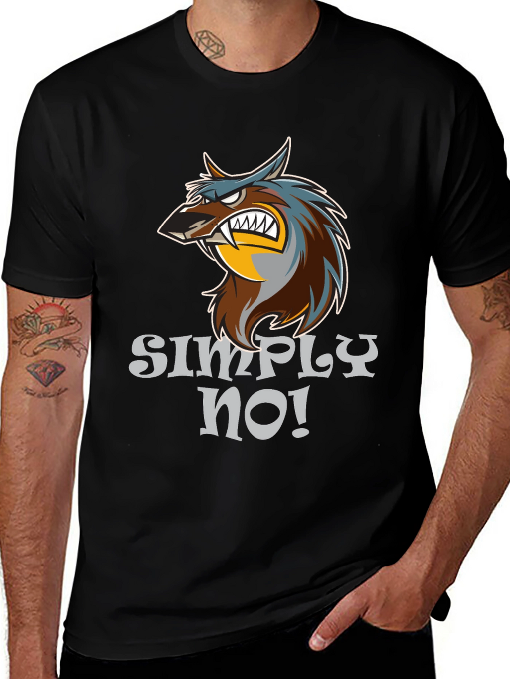 Simply No! Wolf Graphic Black T-Shirt