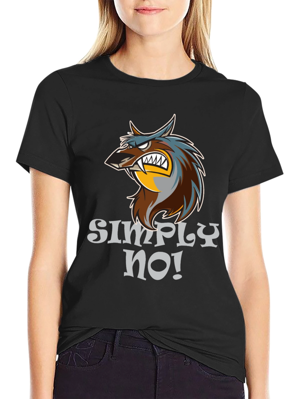 Simply No! Wolf Graphic Black T-Shirt