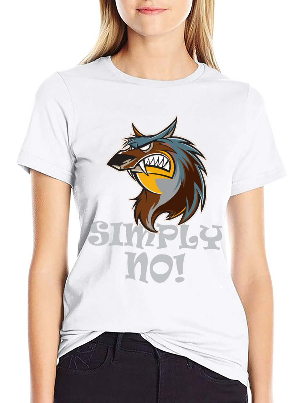 Simply No! Wolf Graphic Black T-Shirt