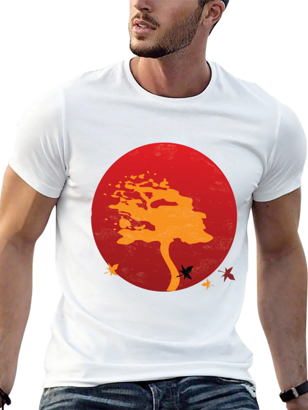 Zen Tree Graphic Tee - Red Sunset Black T-Shirt