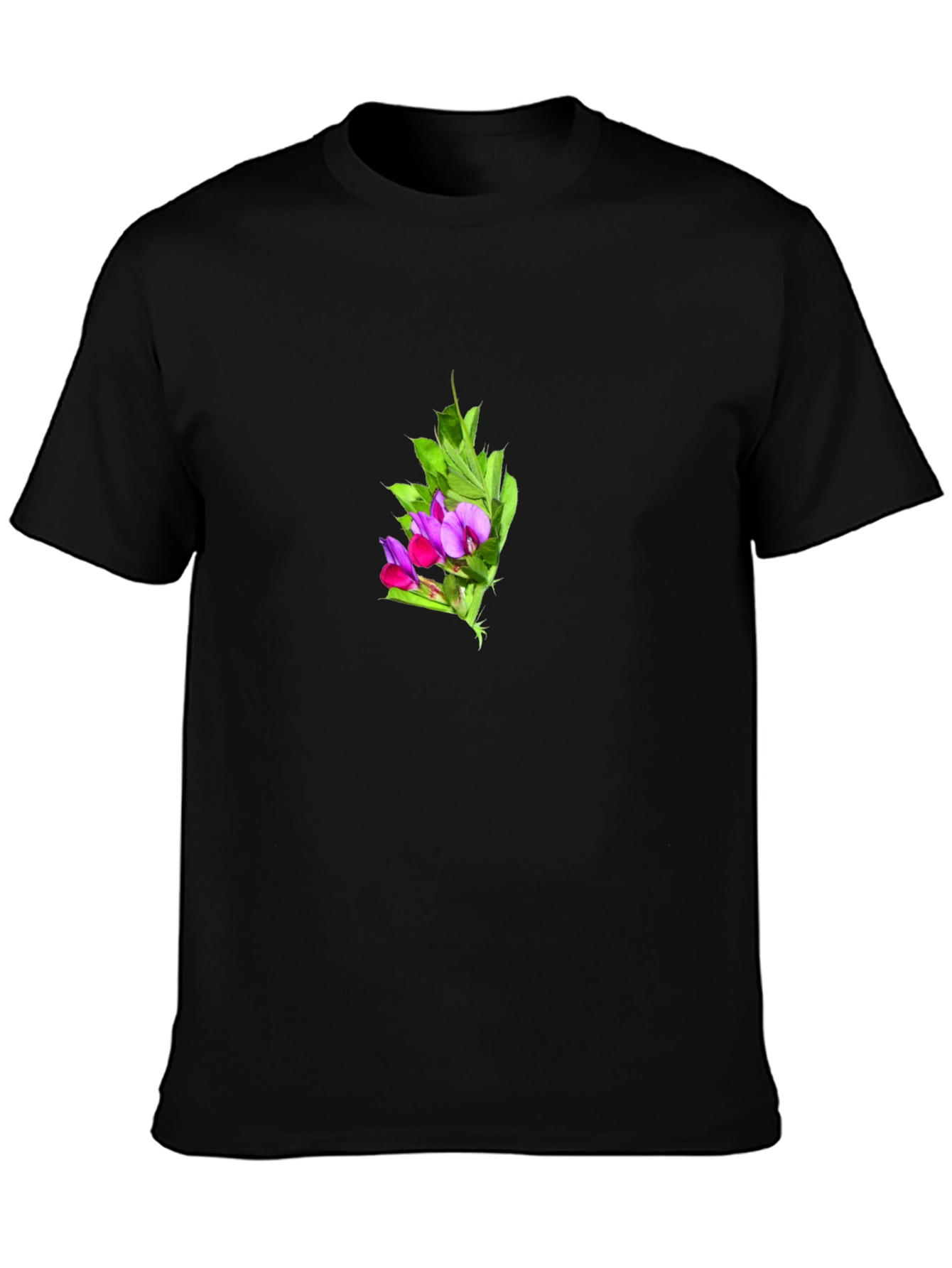 Floral Print Black Tee - Soft & Stylish