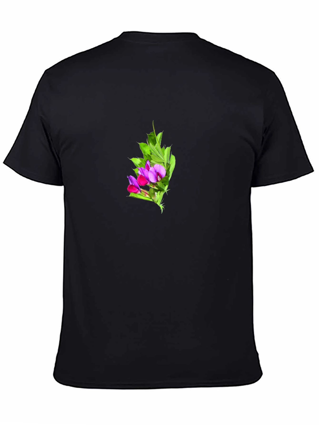 Floral Print Black Tee - Soft & Stylish