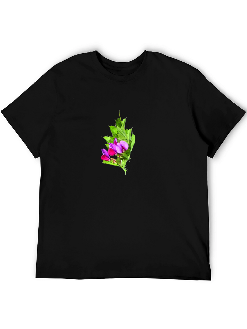 Floral Print Black Tee - Soft & Stylish