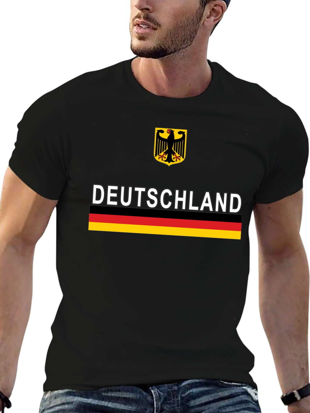 Deutschland German Flag Graphic Tee - Black