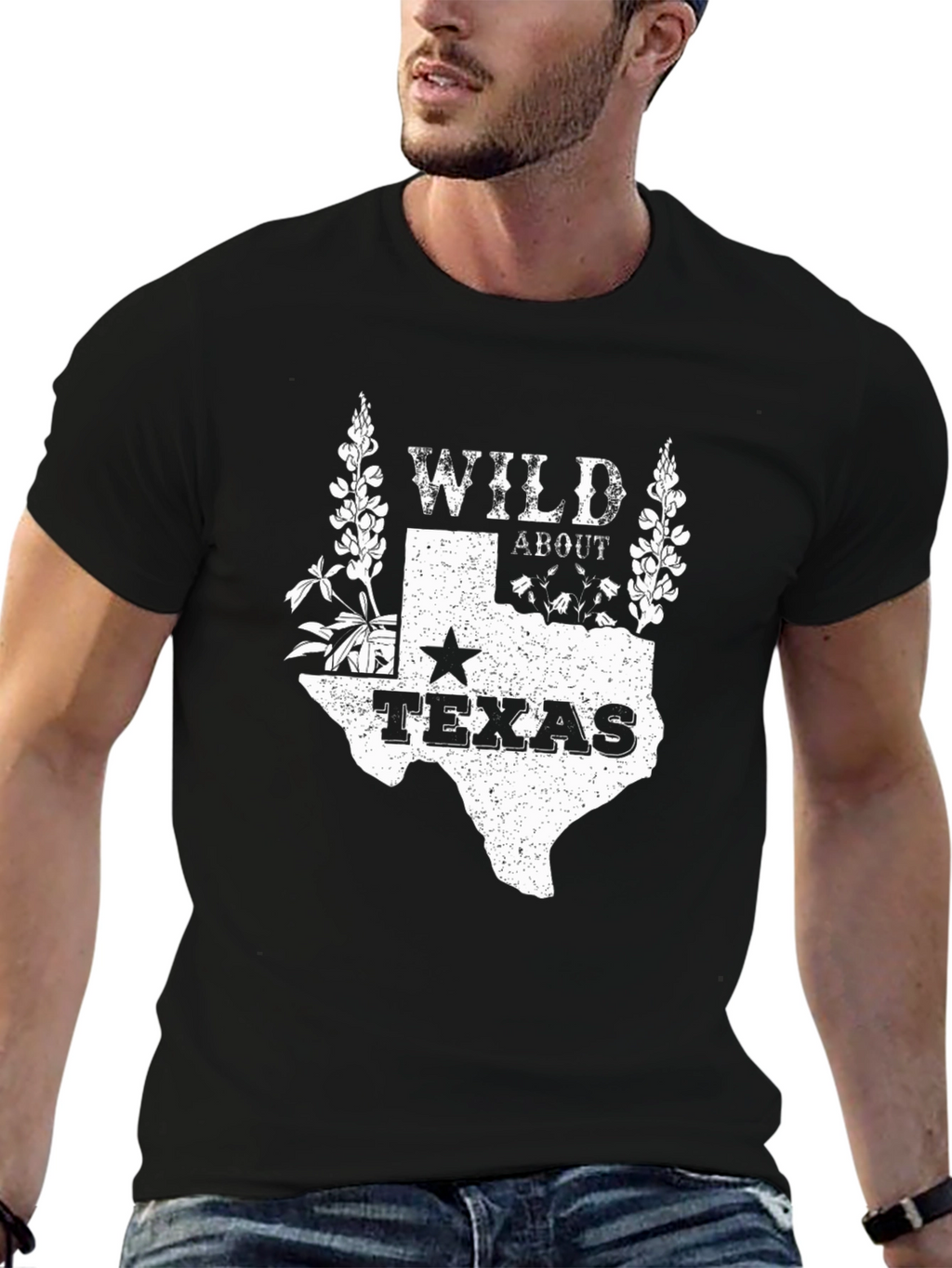 Wild About Texas Graphic Tee - Black Cotton T-Shirt