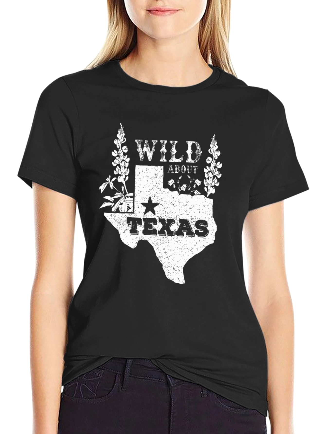 Wild About Texas Graphic Tee - Black Cotton T-Shirt