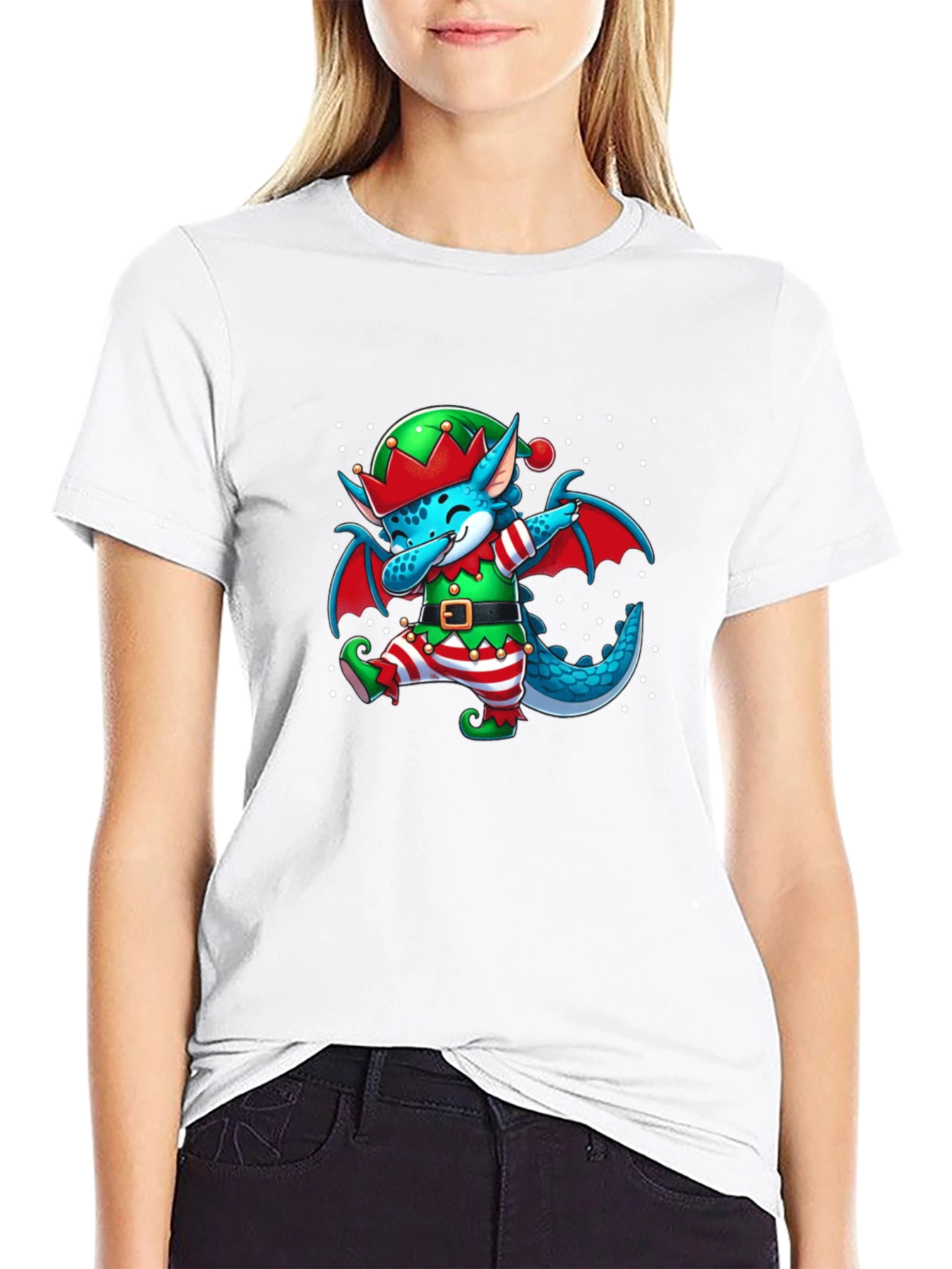 Elf Dragon Dabbing Christmas T-Shirt