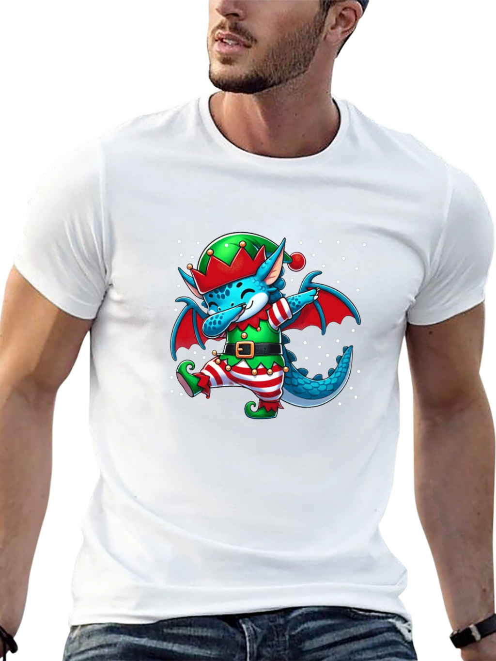 Elf Dragon Dabbing Christmas T-Shirt