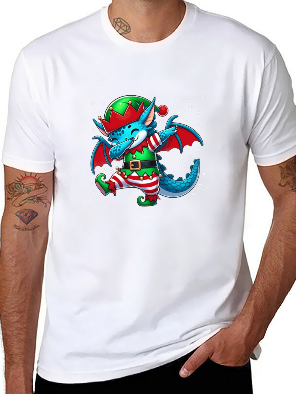 Elf Dragon Dabbing Christmas T-Shirt