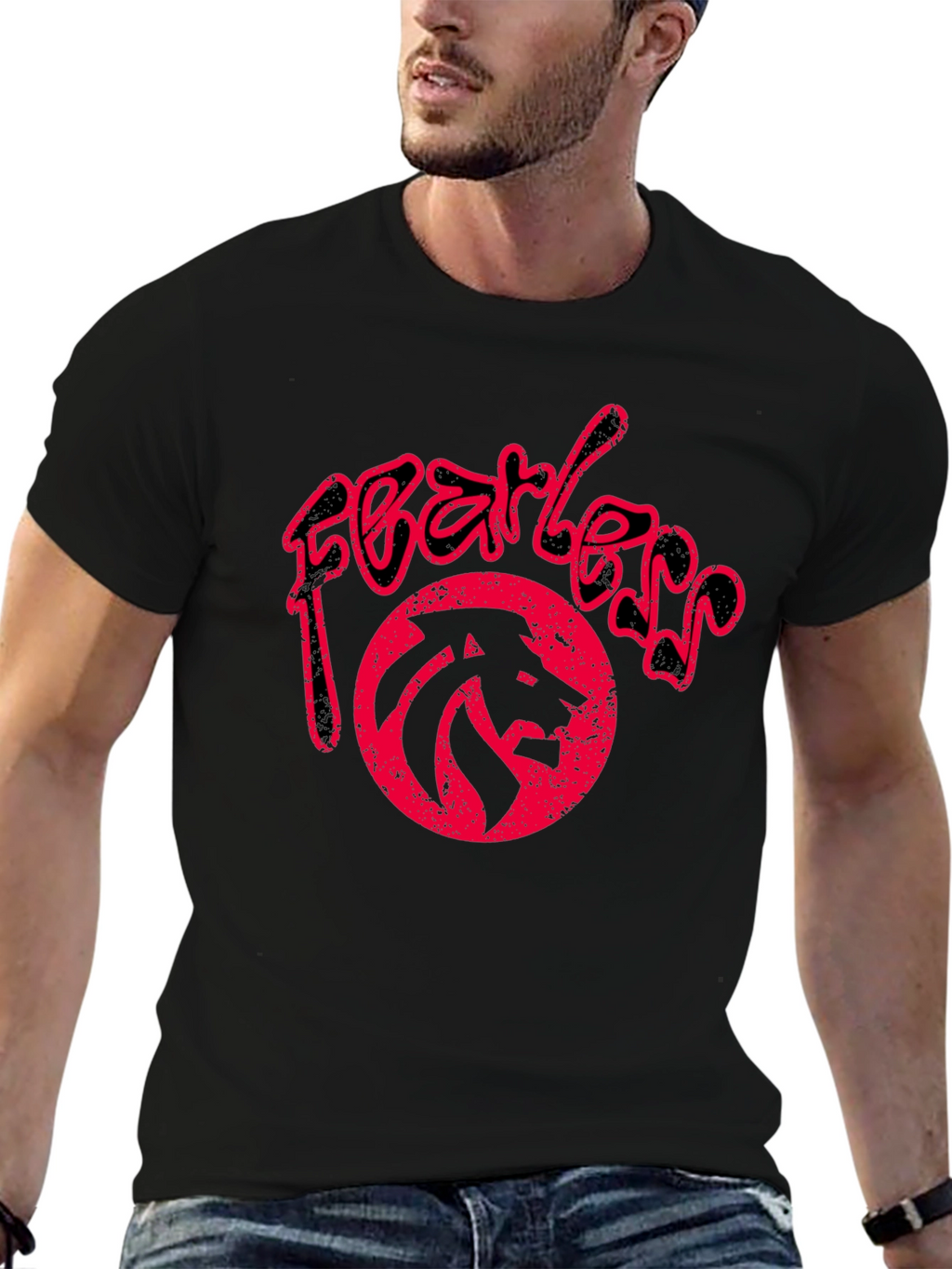 Fearless Lion Graphic Black T-Shirt