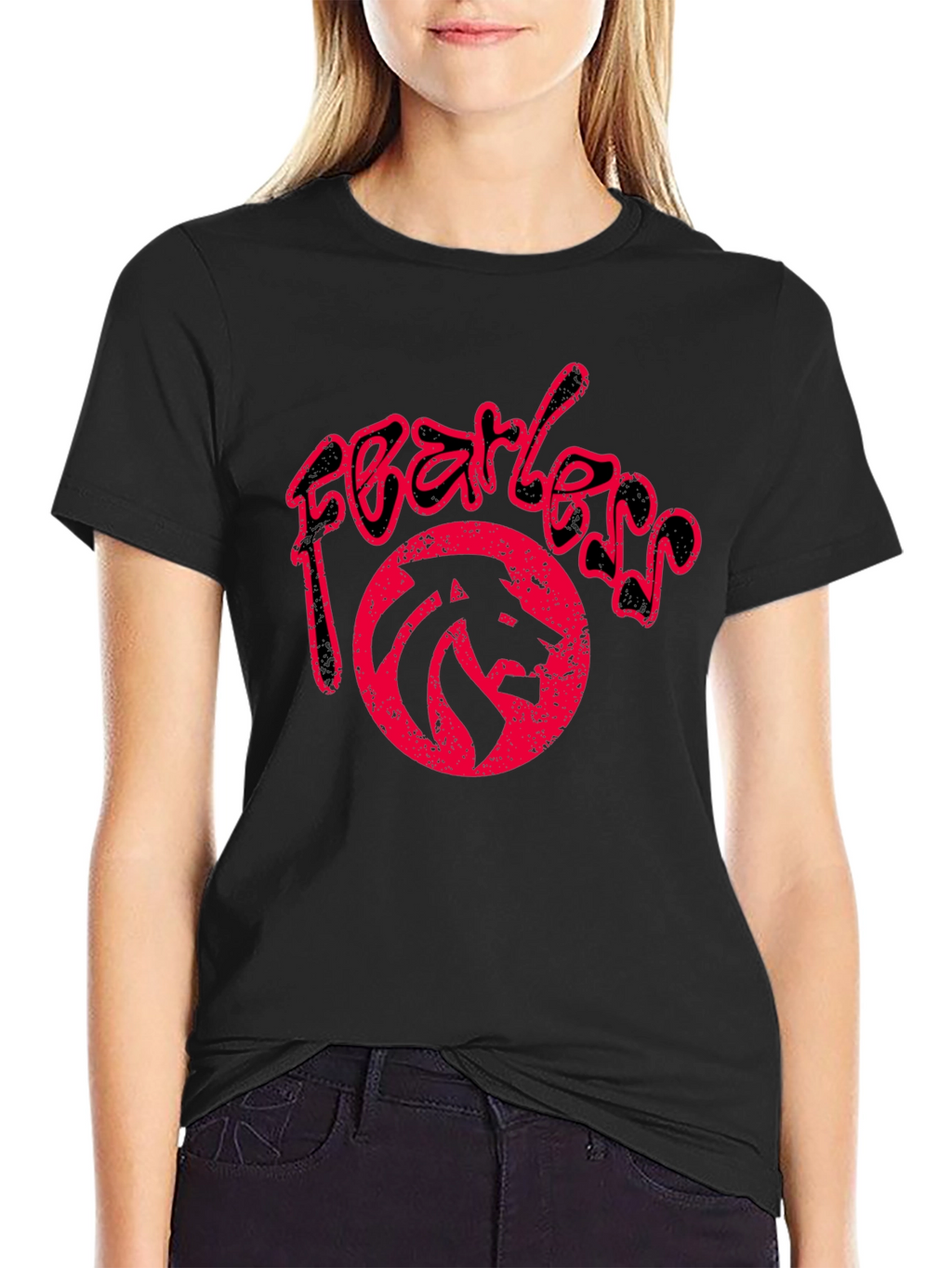 Fearless Lion Graphic Black T-Shirt