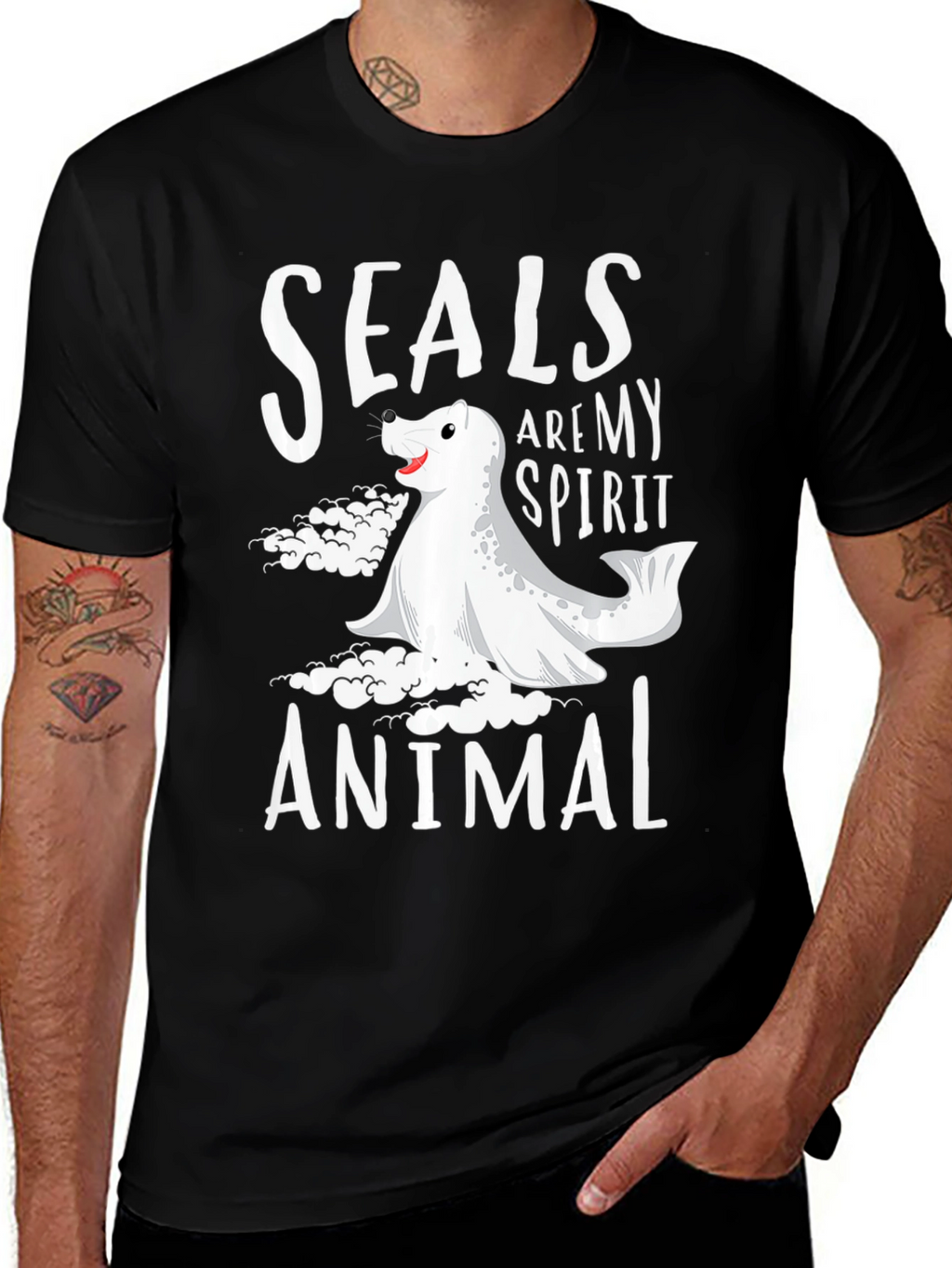 Seals Are My Spirit Animal Black T-Shirt