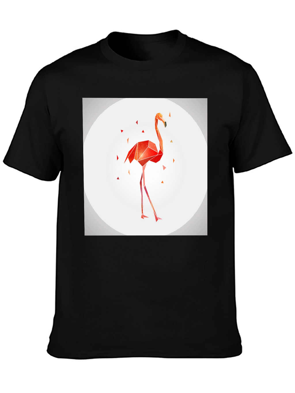 Geometric Flamingo Graphic Tee - Modern Black T-Shirt