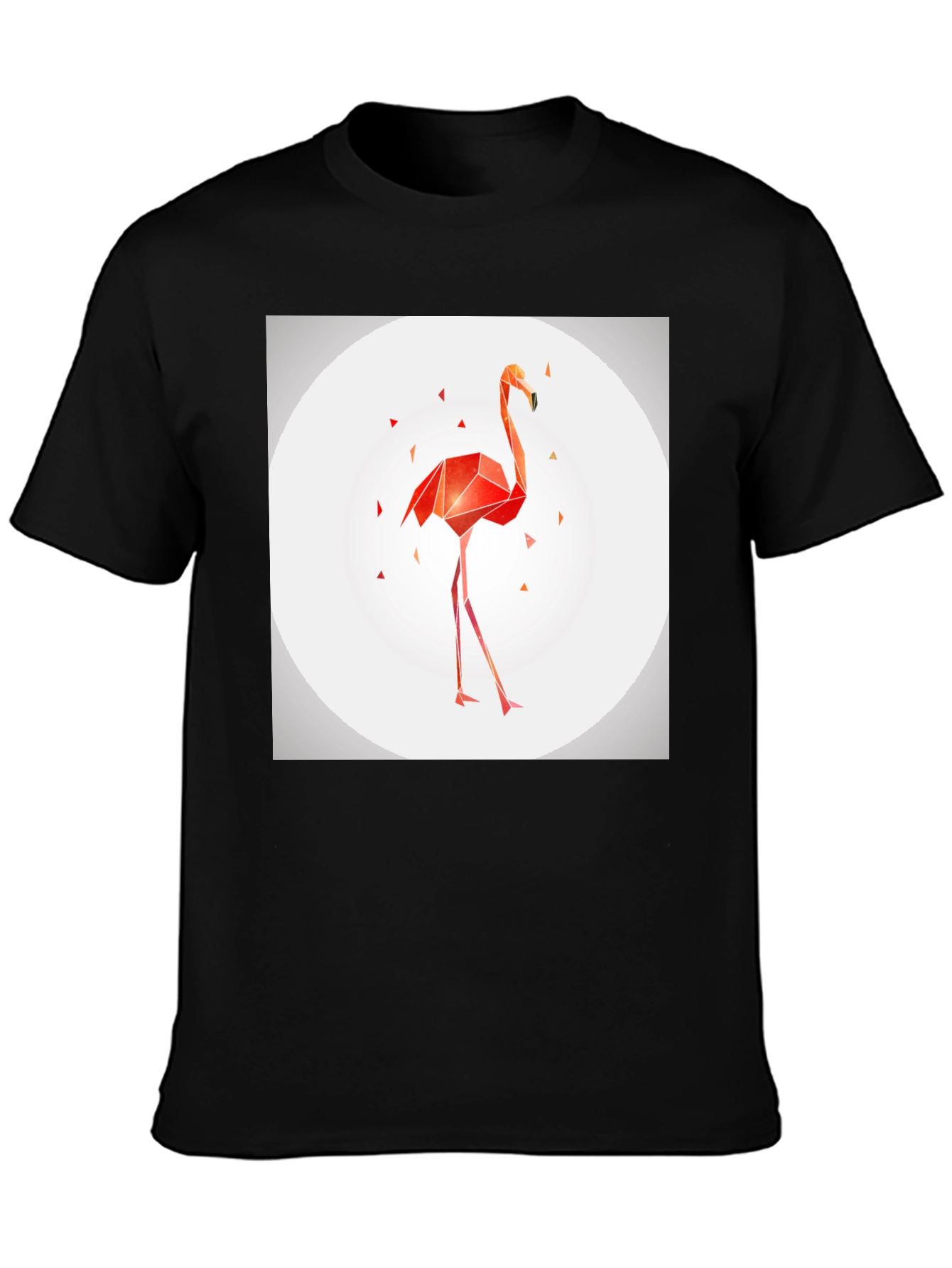 Geometric Flamingo Graphic Tee - Modern Black T-Shirt