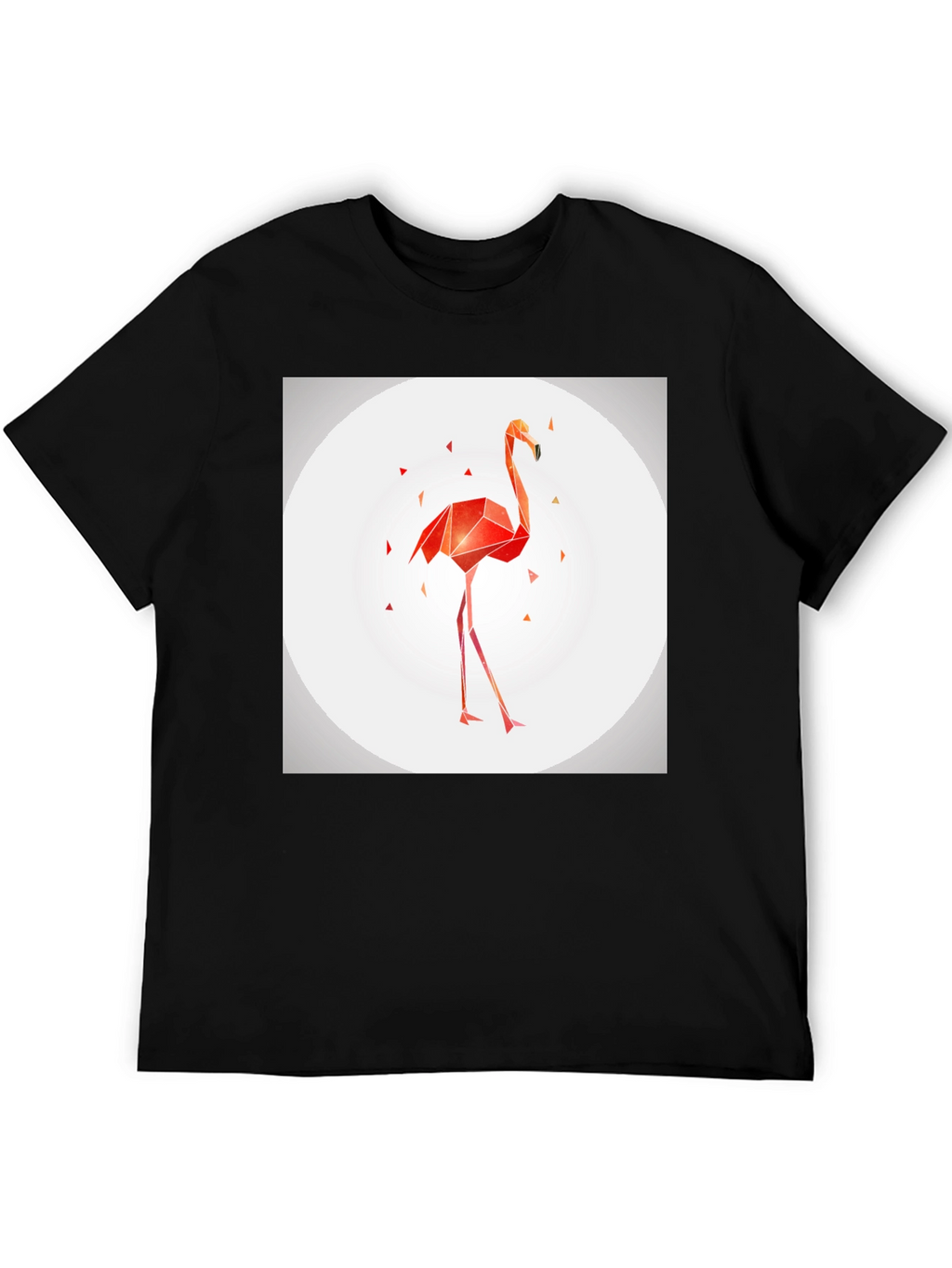 Geometric Flamingo Graphic Tee - Modern Black T-Shirt