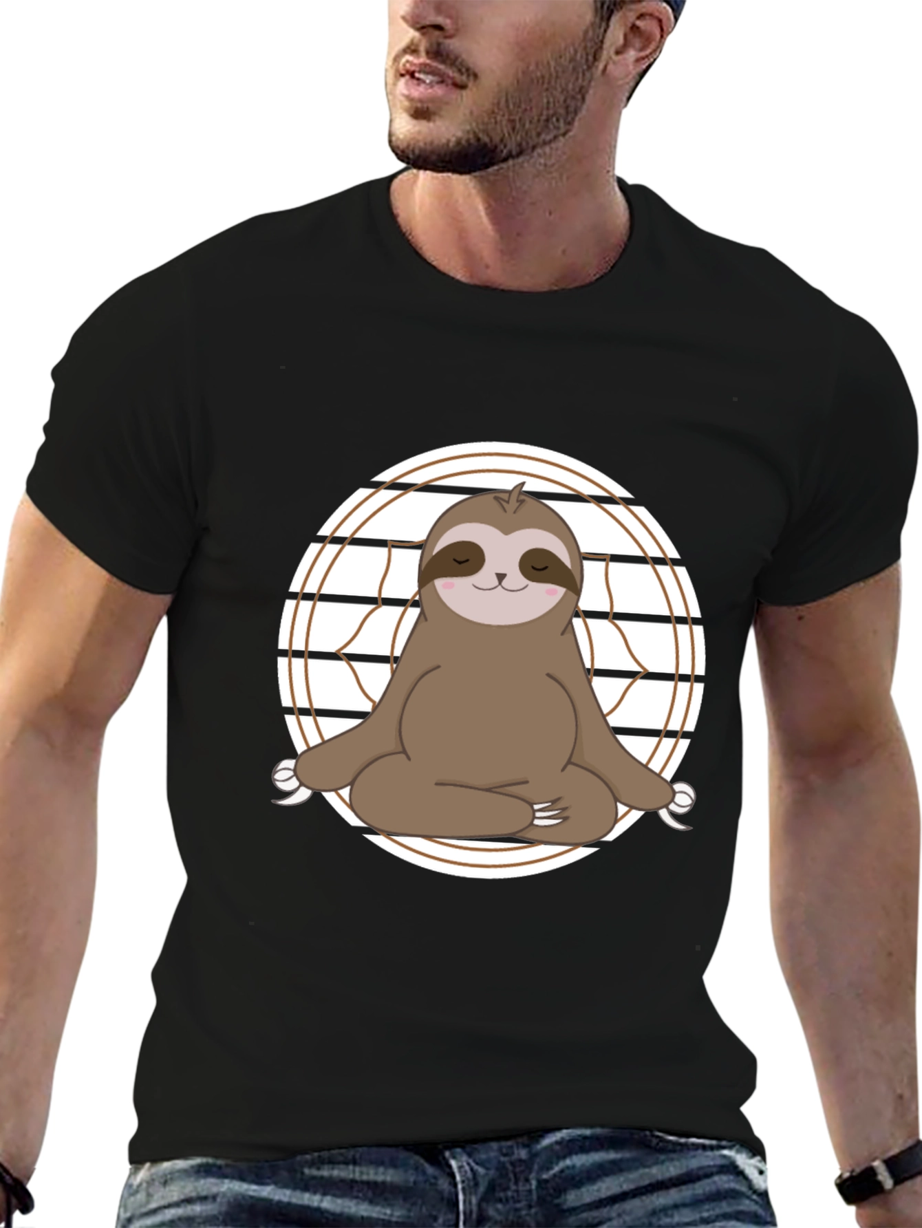 Yoga Sloth Graphic Tee - Relaxed Fit Cotton T-Shirt