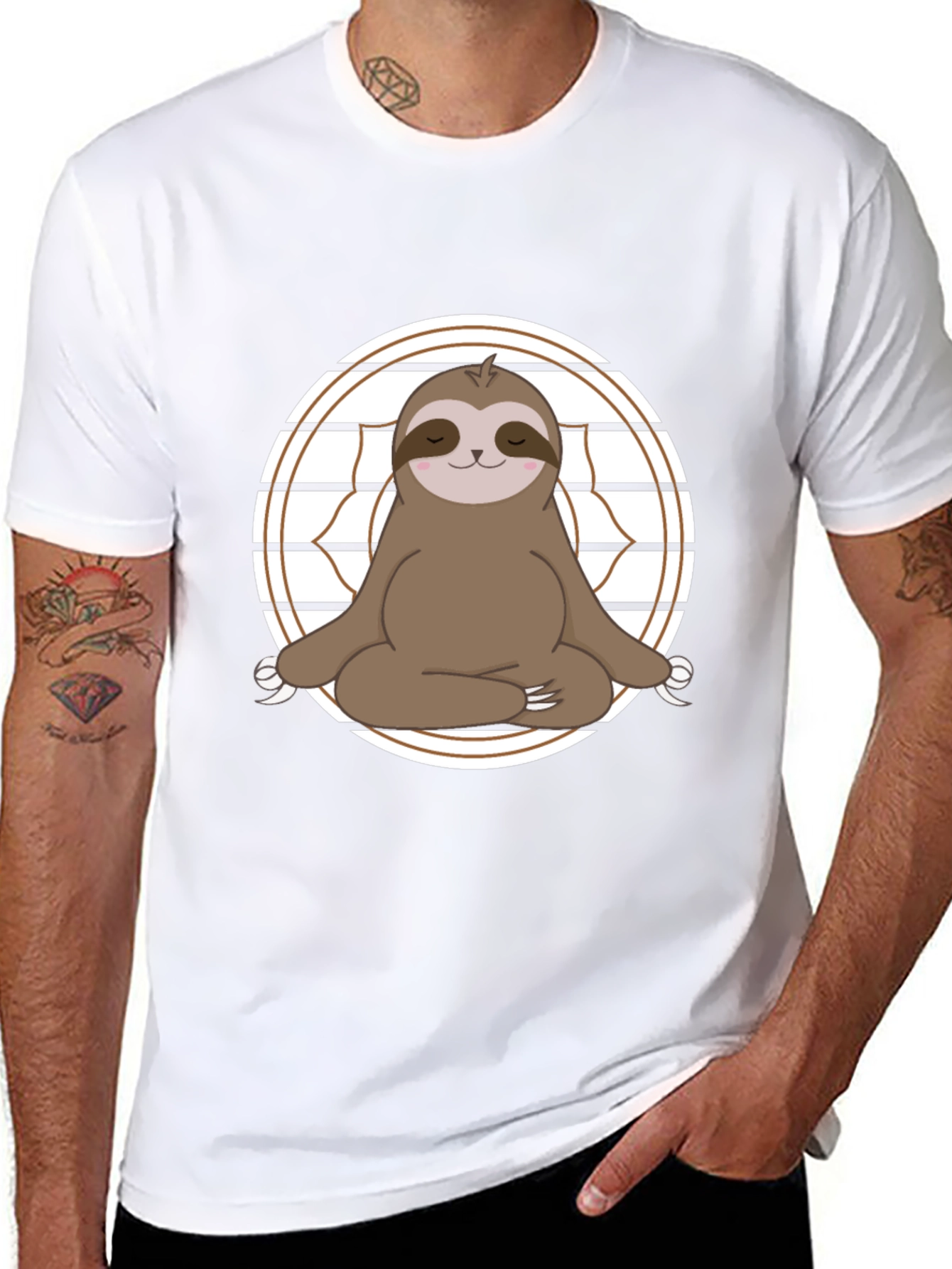 Yoga Sloth Graphic Tee - Relaxed Fit Cotton T-Shirt