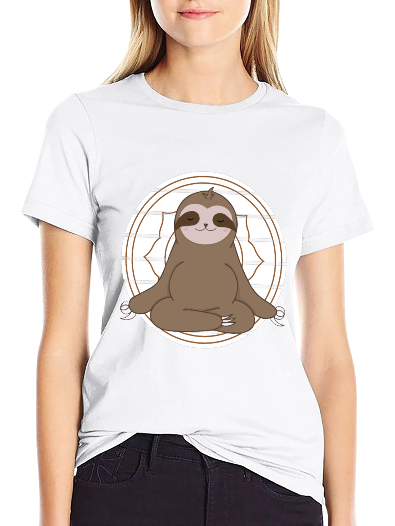 Yoga Sloth Graphic Tee - Relaxed Fit Cotton T-Shirt