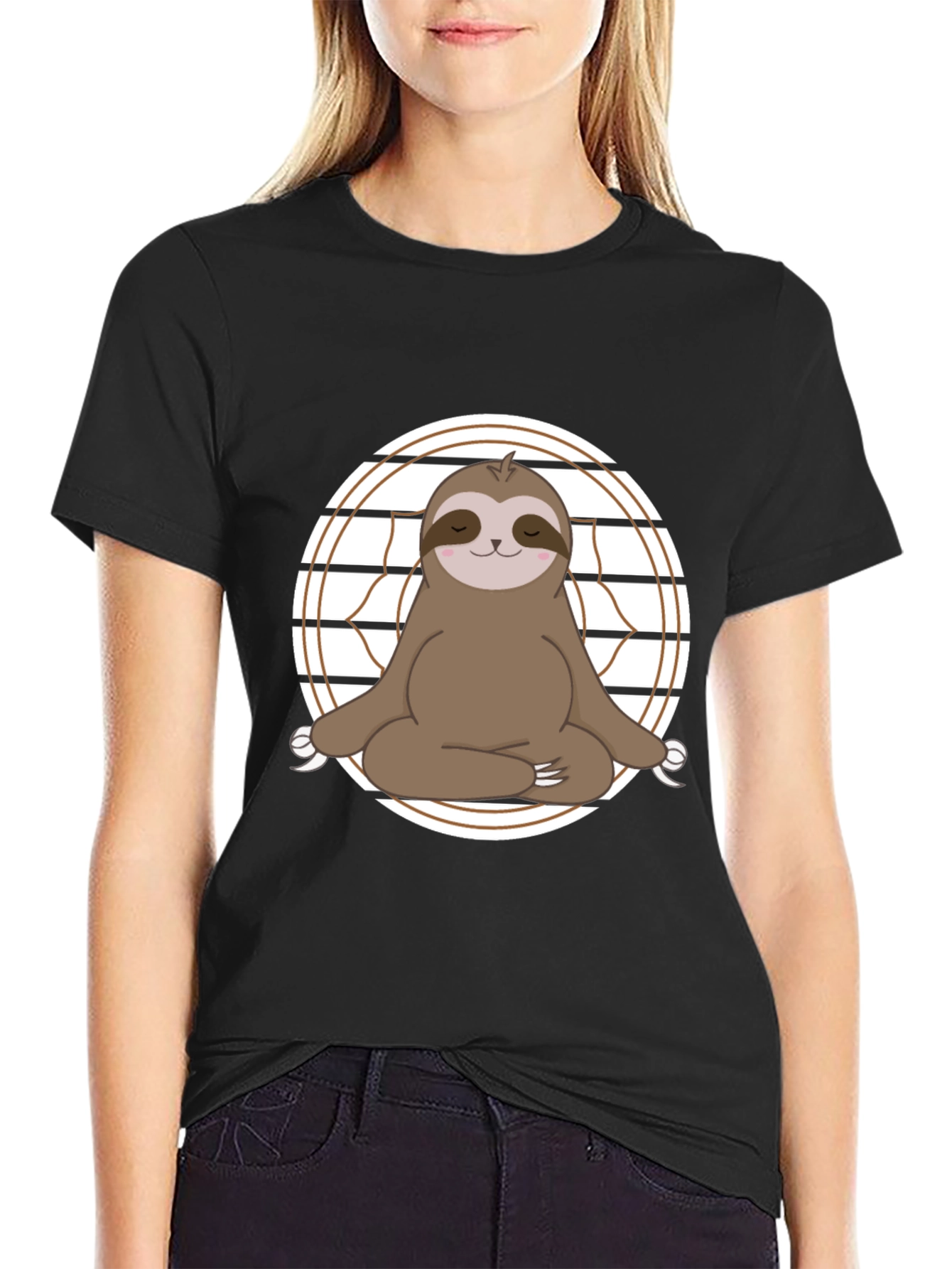 Yoga Sloth Graphic Tee - Relaxed Fit Cotton T-Shirt