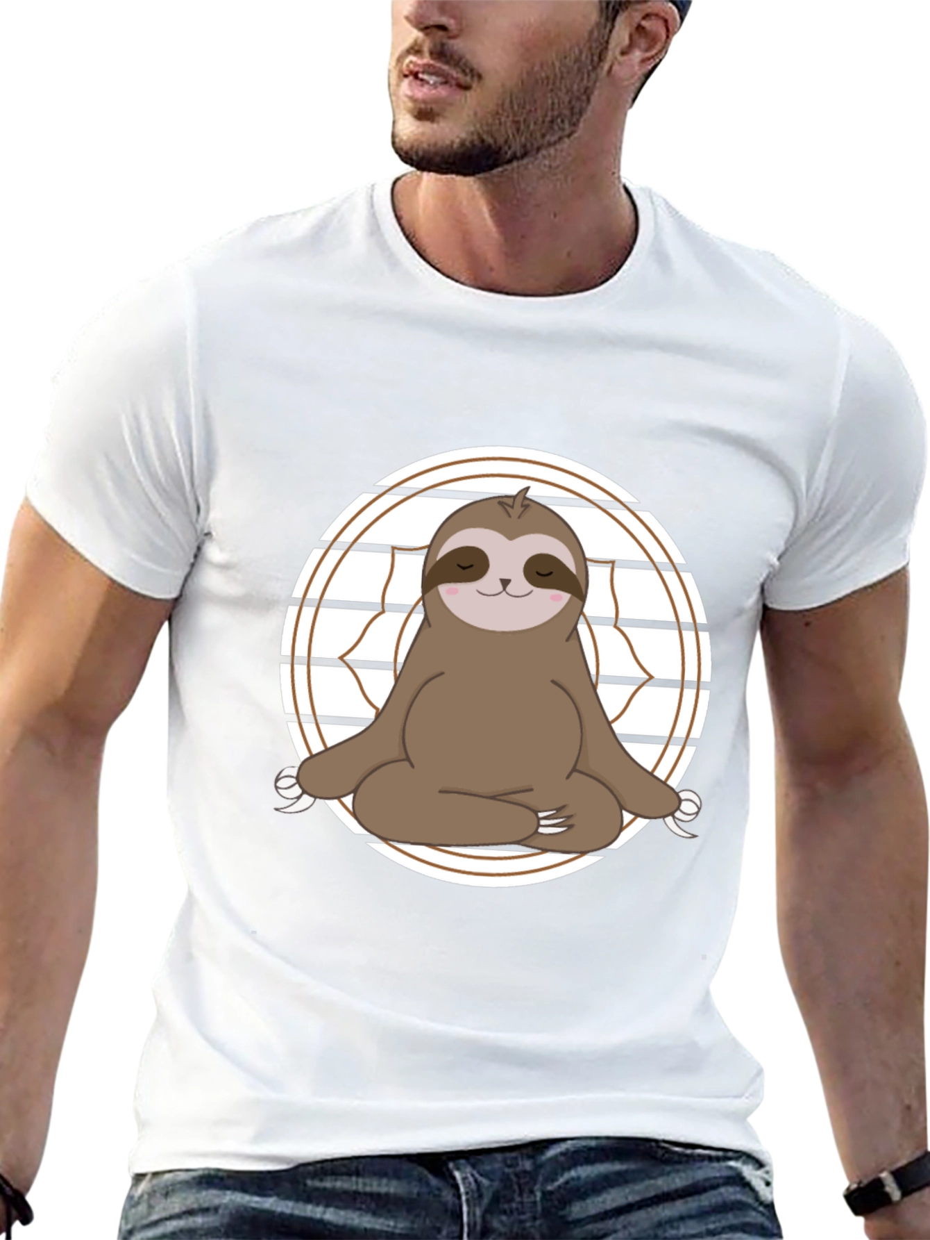 Yoga Sloth Graphic Tee - Relaxed Fit Cotton T-Shirt