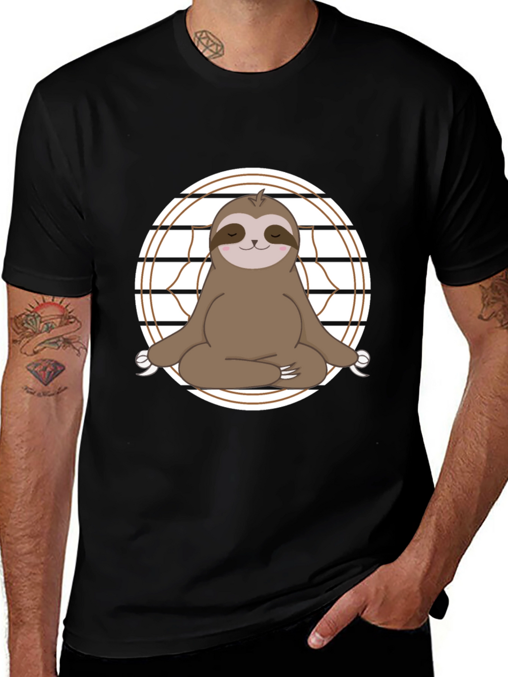 Yoga Sloth Graphic Tee - Relaxed Fit Cotton T-Shirt
