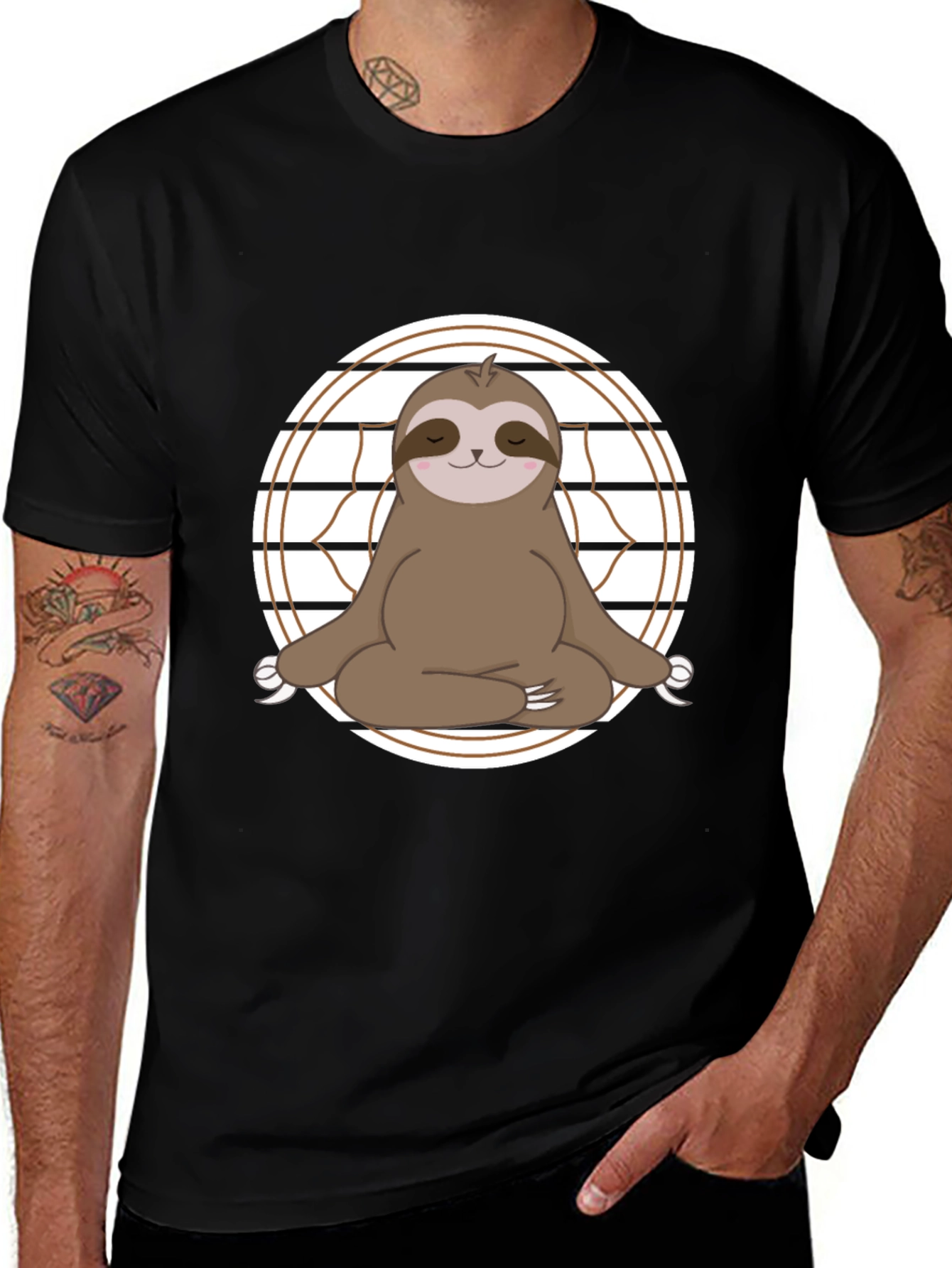 Yoga Sloth Graphic Tee - Relaxed Fit Cotton T-Shirt