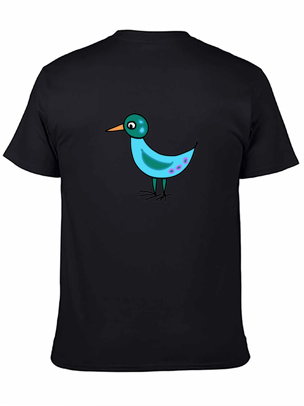 Whimsical Bird Graphic Tee - Black Casual Shirt
