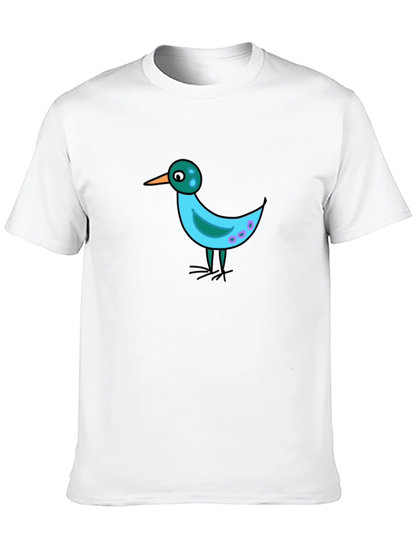Whimsical Bird Graphic Tee - Black Casual Shirt