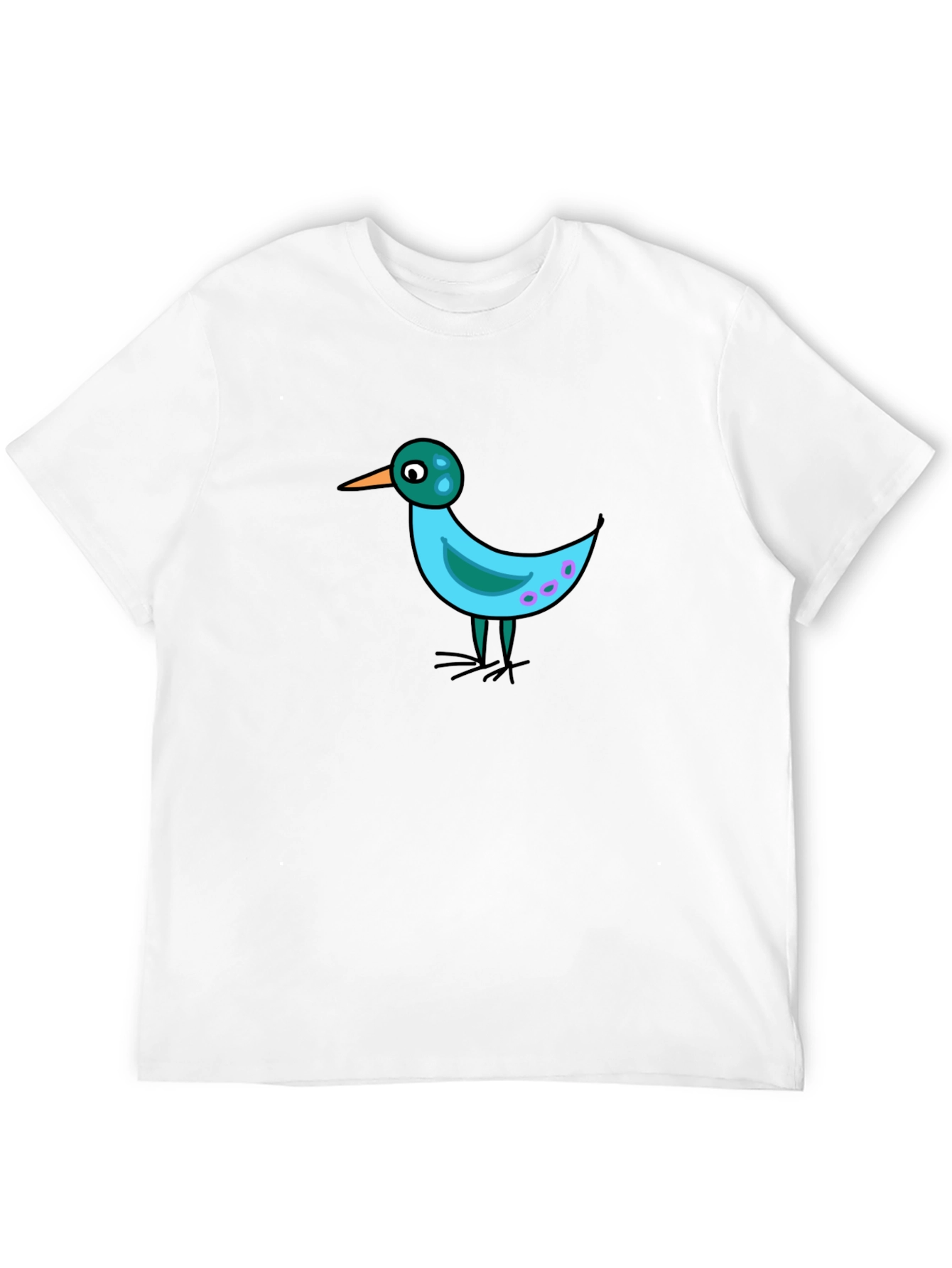 Whimsical Bird Graphic Tee - Black Casual Shirt