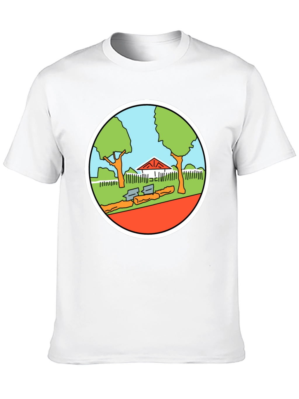 Cartoon Park Graphic Tee - Black Cotton T-Shirt