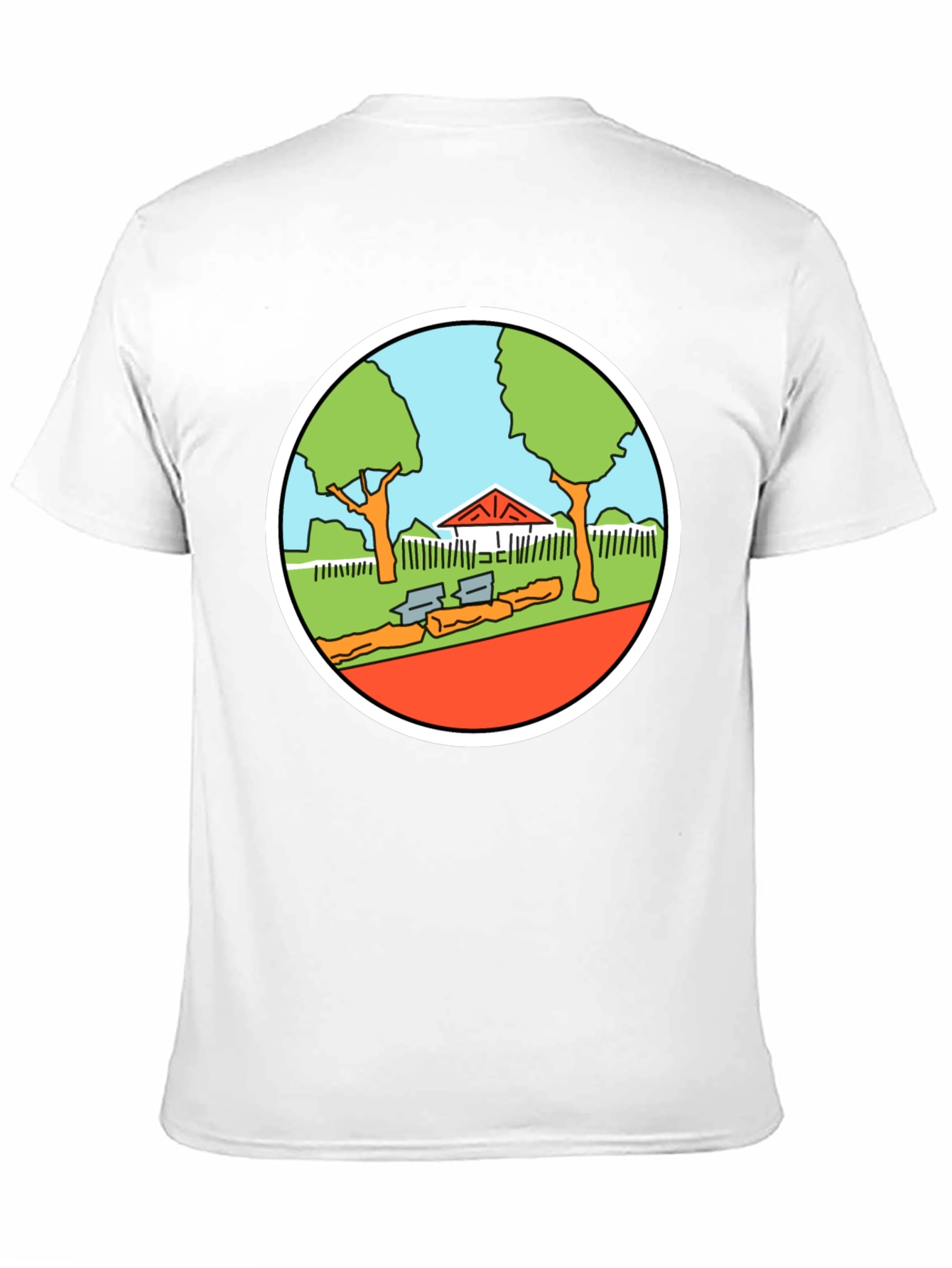 Cartoon Park Graphic Tee - Black Cotton T-Shirt