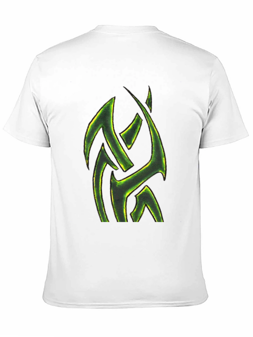 Mens Black T-Shirt with Green Tribal Design
